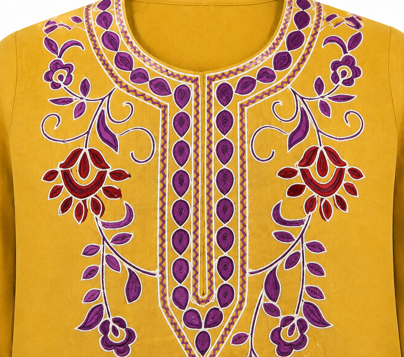 Noor : Aari embroidery summer kurti | Mustard